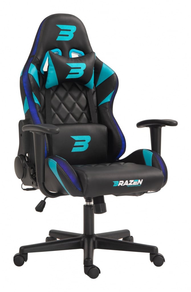 BraZen Vision Esports Elite RGB Junior PC Gaming Chair For PC – Black / Blue #393879