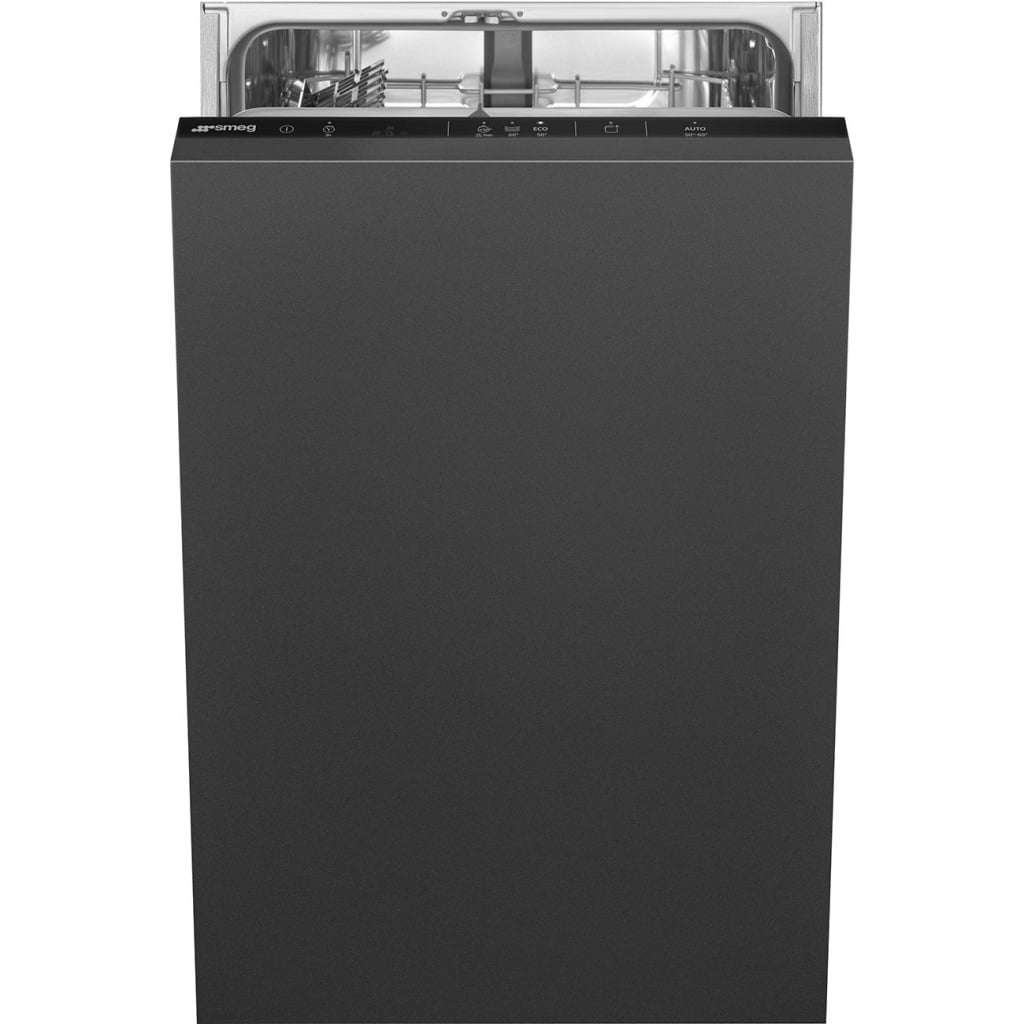 Smeg DI4522 Fully Integrated Slimline Dishwasher – Black Control Panel with Sliding Door Fixing Kit – E Rated #397019