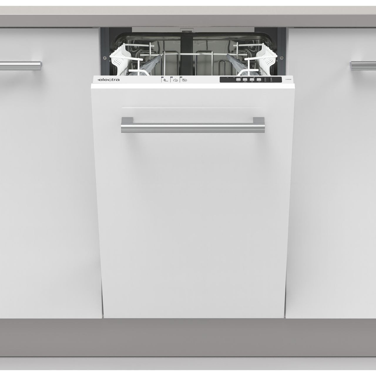 Electra C4510IE Fully Integrated Slimline Dishwasher White Control Panel  with Fixed Door Fixing Kit E Rated #397626 ElekDirect