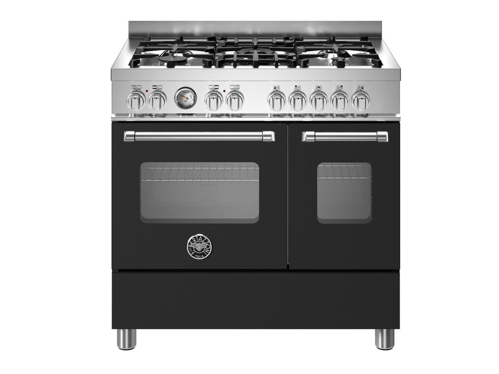 Bertazzoni Master Series MAS95C2ENEC 90cm wide Dual Fuel Range Cooker with Gas Hob – Nero – A/A+ Rated #400626