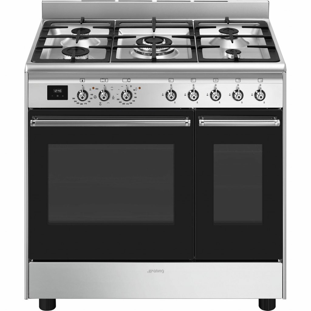 Smeg Concert CX92GM 90cm wide Dual Fuel Range Cooker with Gas Hob – Stainless Steel – A Rated #400549