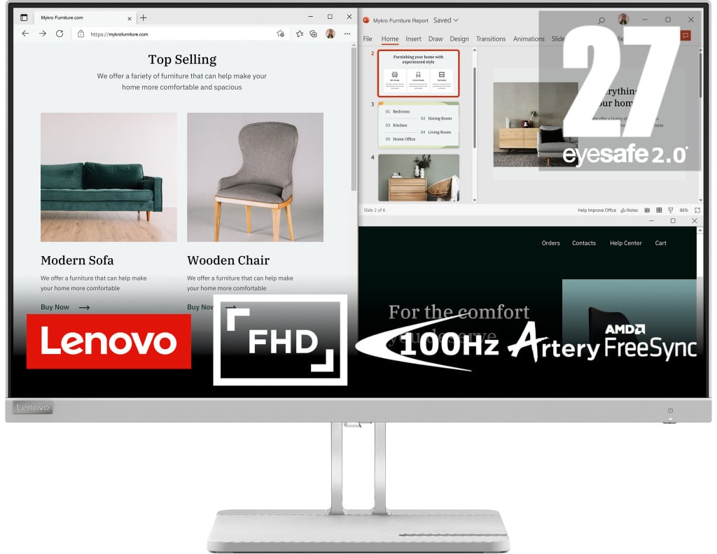 Lenovo 27″ Full HD 100Hz Monitor – Cloud Grey #397289