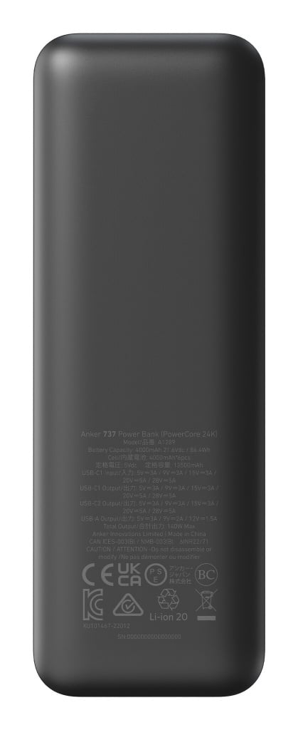 Anker 737 Power Bank PowerCore 24K 24000mAh - Black / Silver