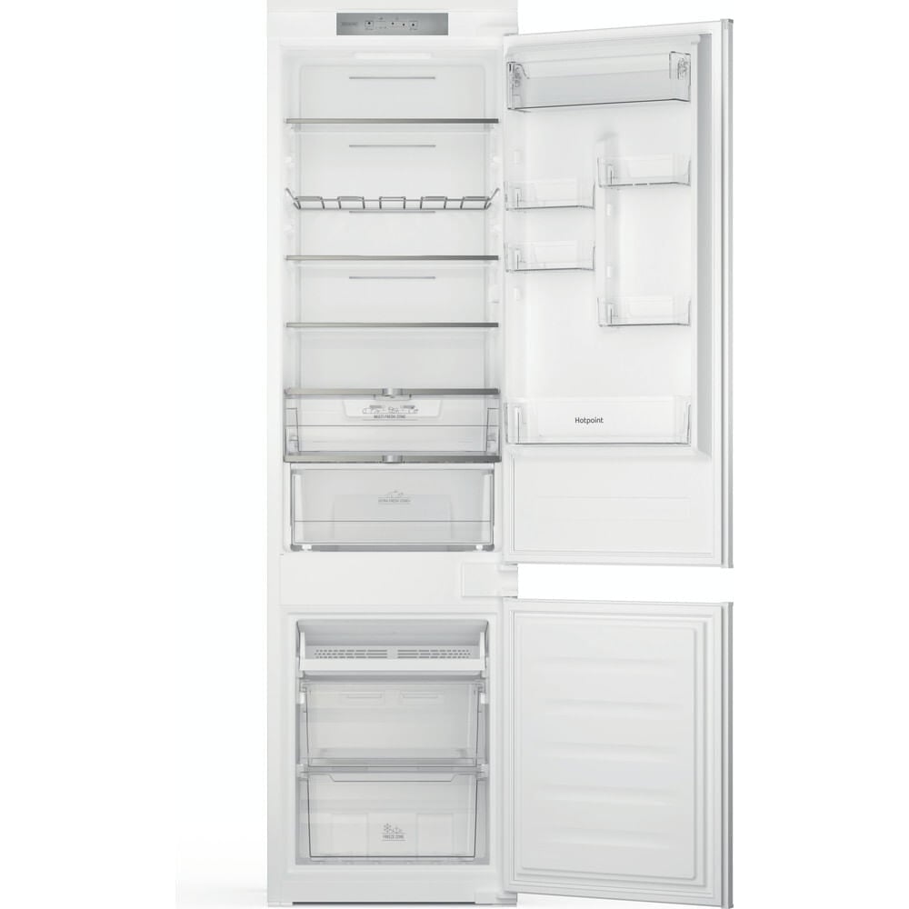 Hotpoint HTC20T322UK 194cm 70/30 Integrated No Frost Fridge Freezer with Sliding Door Hinge – White – E Rated #400399
