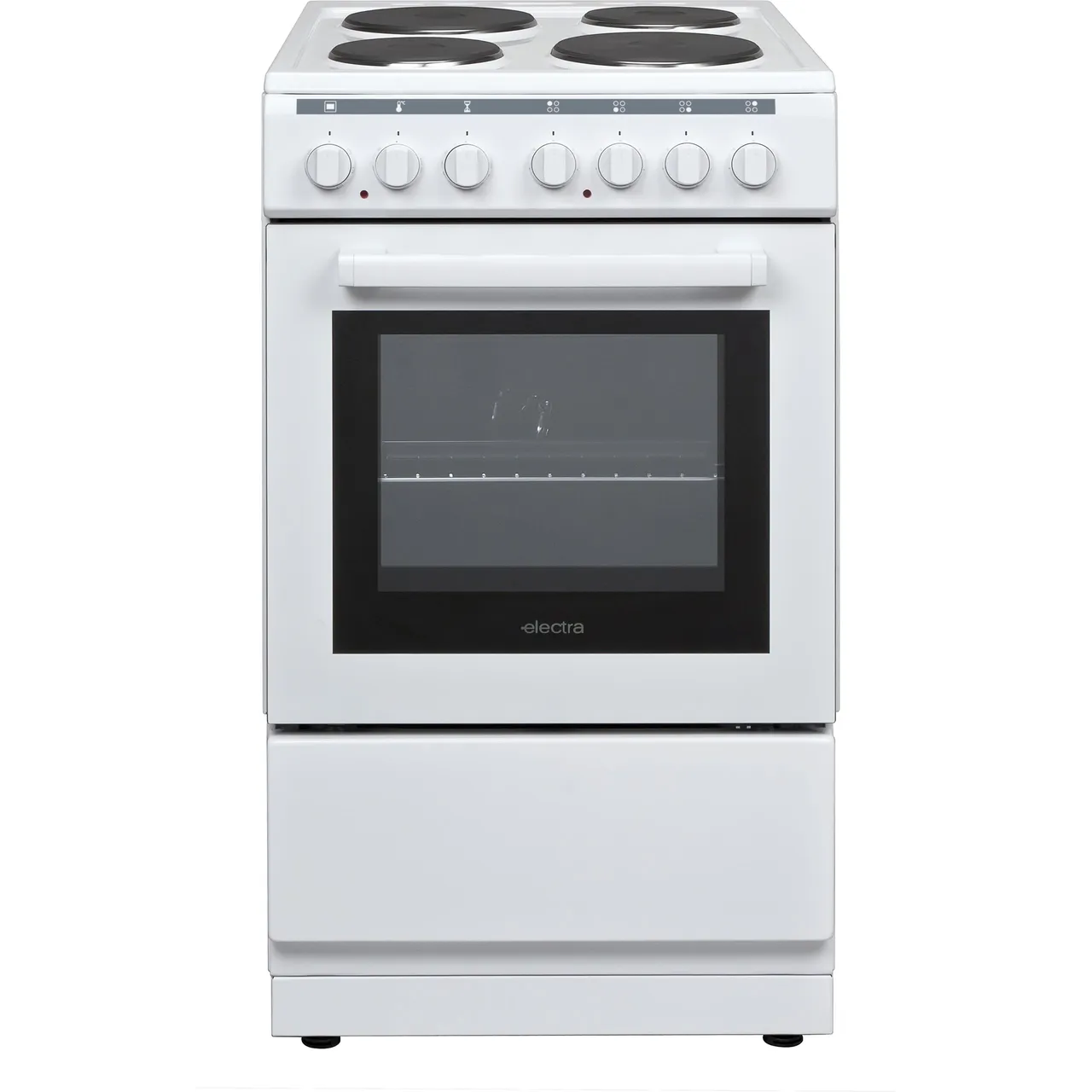 Electra BEF50SEW 50cm Wide Single Oven Electric Cooker with Solid Plate Hob – White – A Rated #400738