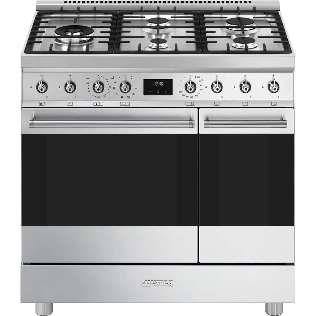 Smeg Symphony C92GPX2 90cm wide Dual Fuel Range Cooker with Gas Hob and Pyrolytic Cleaning – Stainless Steel – A / A Rated #399768