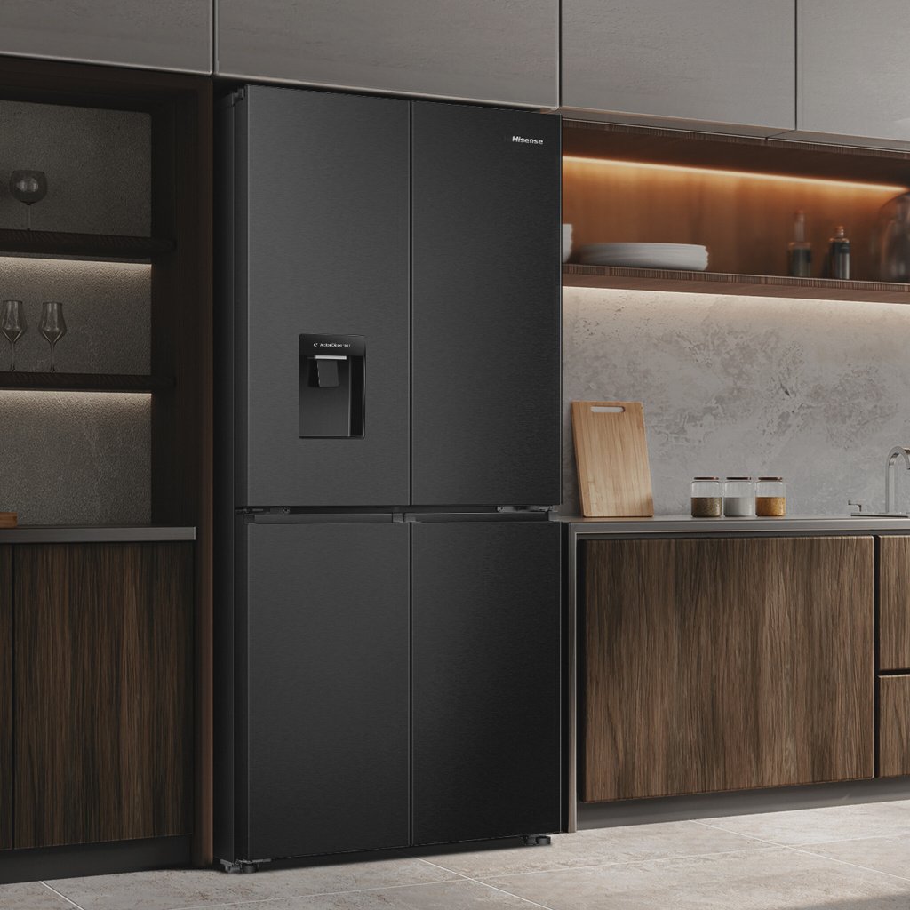 Hisense PureFlat Infinite RQ5P470SMFE Wifi Connected Non-Plumbed Total No Frost American Fridge Freezer – Black / Stainless Steel – E Rated #400845