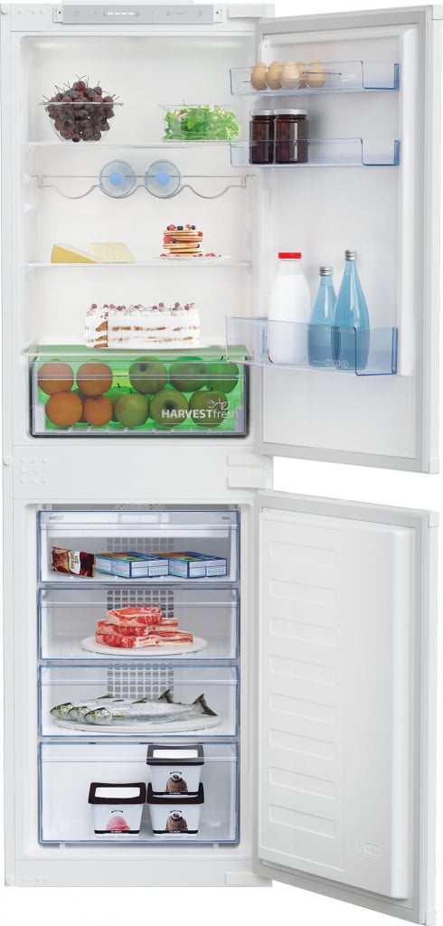 Beko HarvestFresh™ BCFD4V50 178cm 50/50 Integrated Frost Free Fridge Freezer with Sliding Door Hinge – White – E Rated #402317