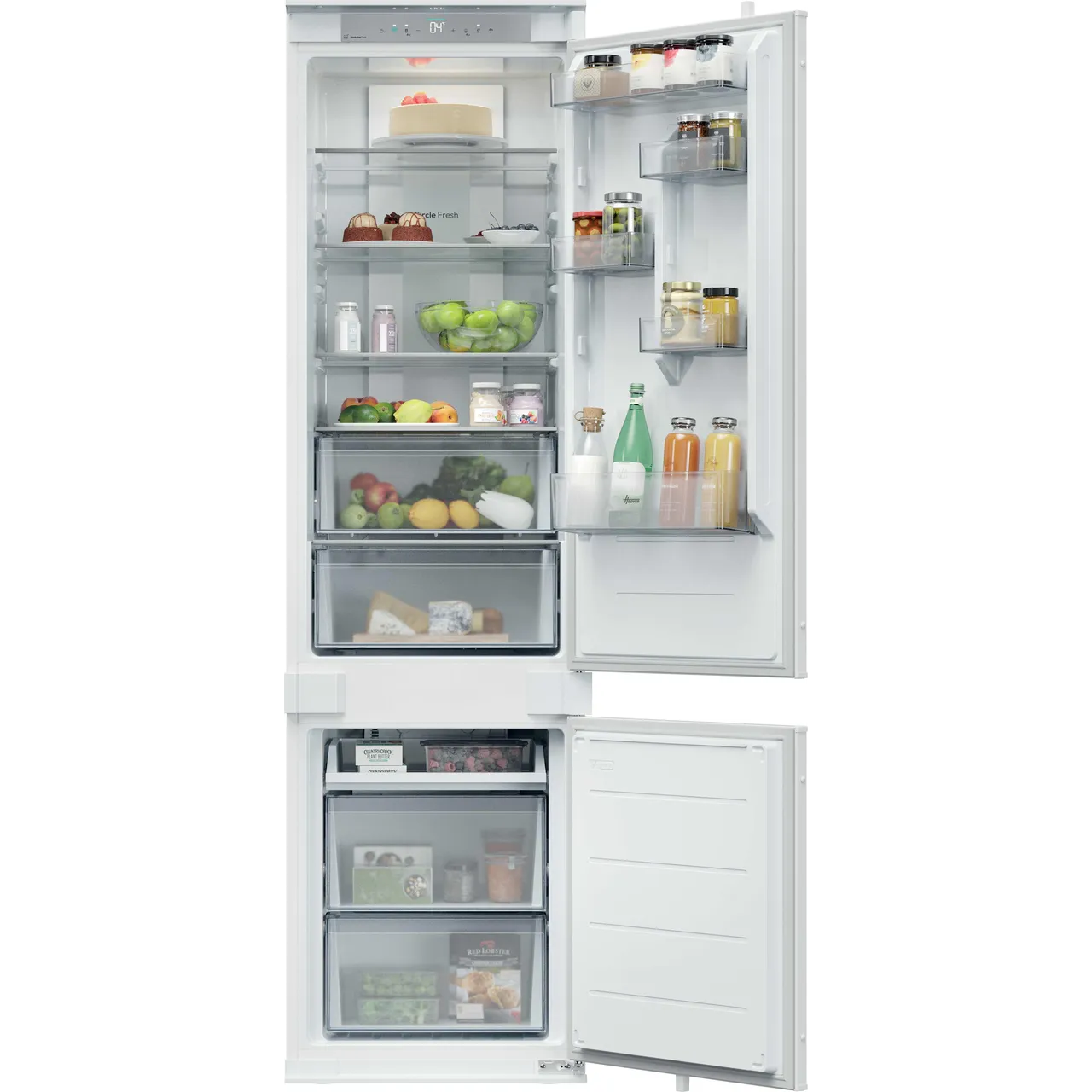 Hoover H-FRIDGE 400 HONBQT3519EWK-UK Wifi Connected 194cm 70/30 Integrated No Frost Fridge Freezer with Sliding Door Hinge – White – E Rated #403324
