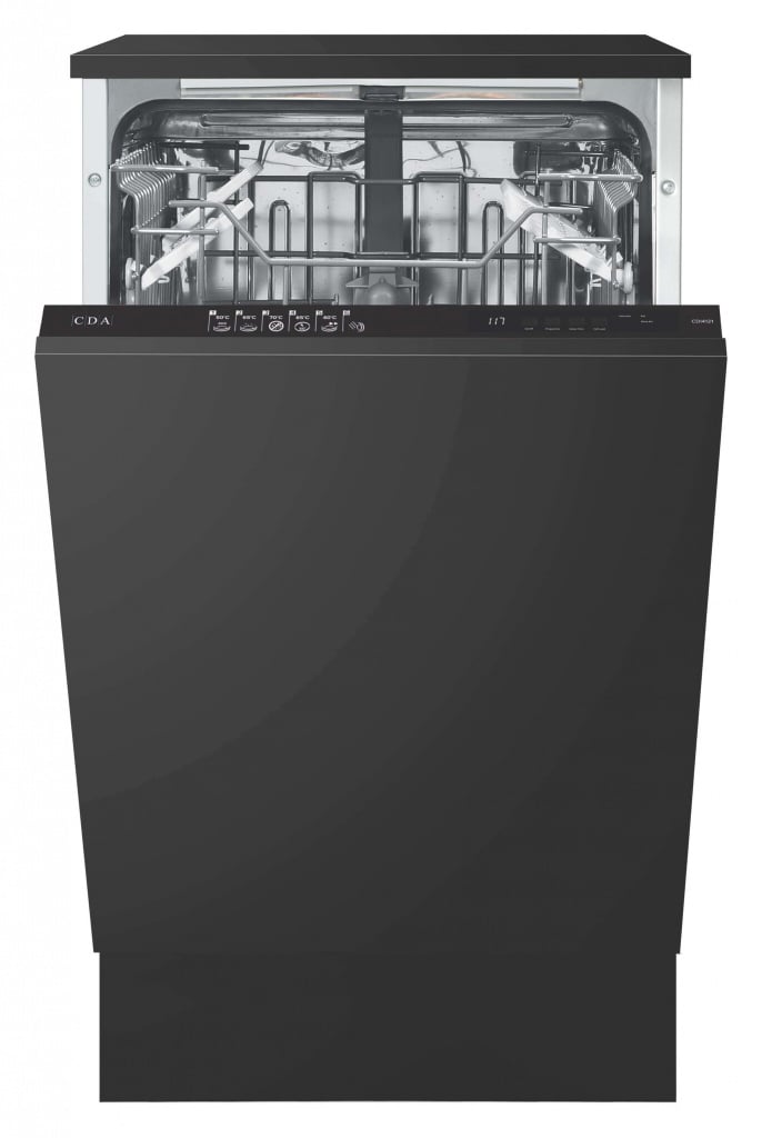 CDA CDI4121 Fully Integrated Slimline Dishwasher – Black Control Panel with Fixed Door Hinge Kit – E Rated #403098