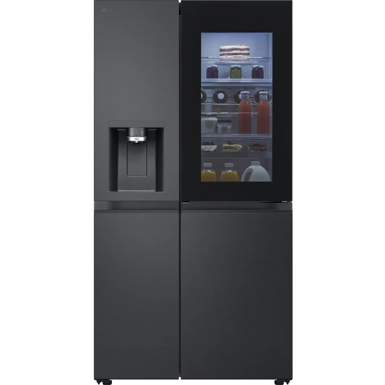 LG InstaView™ ThinQ™ GSXE90EVDD Wifi Connected Plumbed Total No Frost American Fridge Freezer – Black Steel – D Rated #404058
