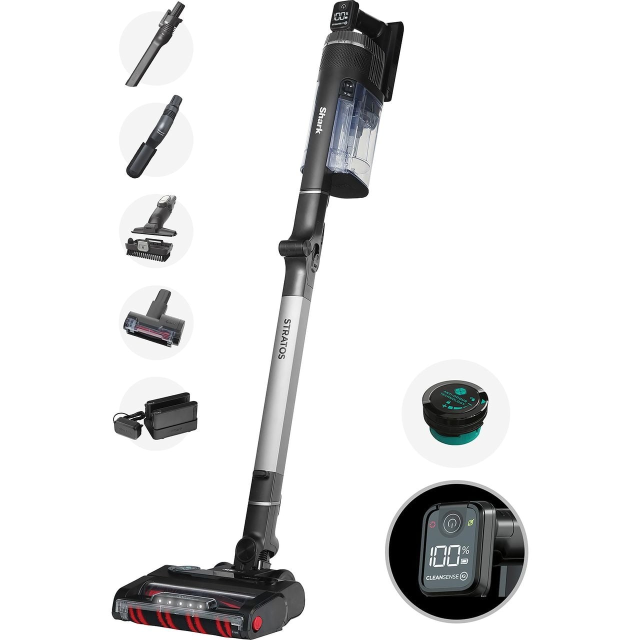 Shark Stratos with Anti-Hair Wrap Plus & Clean Sense IQ Cordless Vacuum Cleaner with up to 120 Minutes Run Time – Charcoal Grey / Silver – IZ420UKT #403311