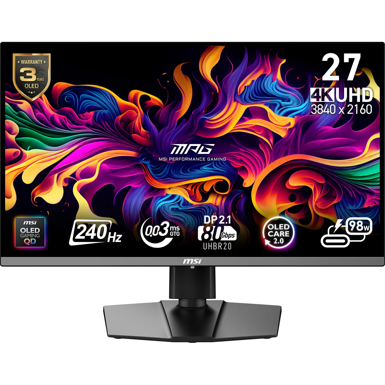 MSI MPG 272URX QD-OLED 4K Ultra HD 240Hz OLED Gaming Monitor – Black #403715