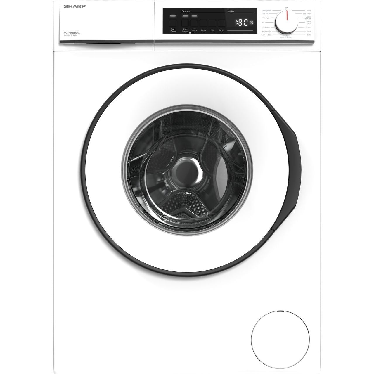 Sharp ES-NFB814BWNA-EN 8kg Washing Machine with 1400 rpm – White – A Rated #404602