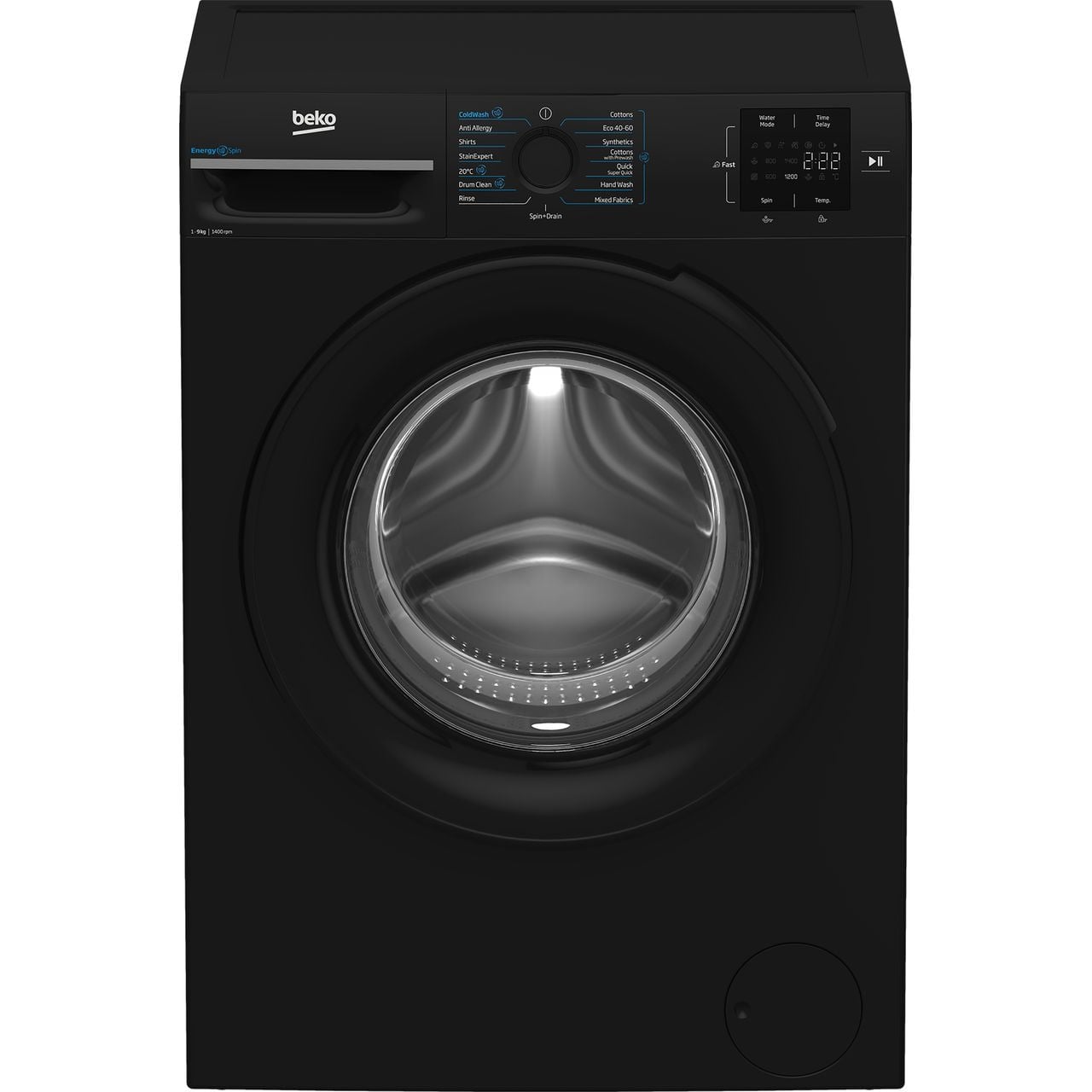 Beko EnergySpin™ BM3WT3941B 9kg Washing Machine with 1400 rpm – Black – A Rated #406223