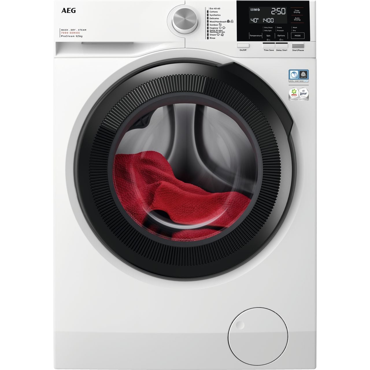 AEG ProSteam® Technology LWR7195M4B 9Kg / 5Kg Washer Dryer with 1400 rpm – White – D Rated [Wash&Dry], A Rated [Wash Only] #404508