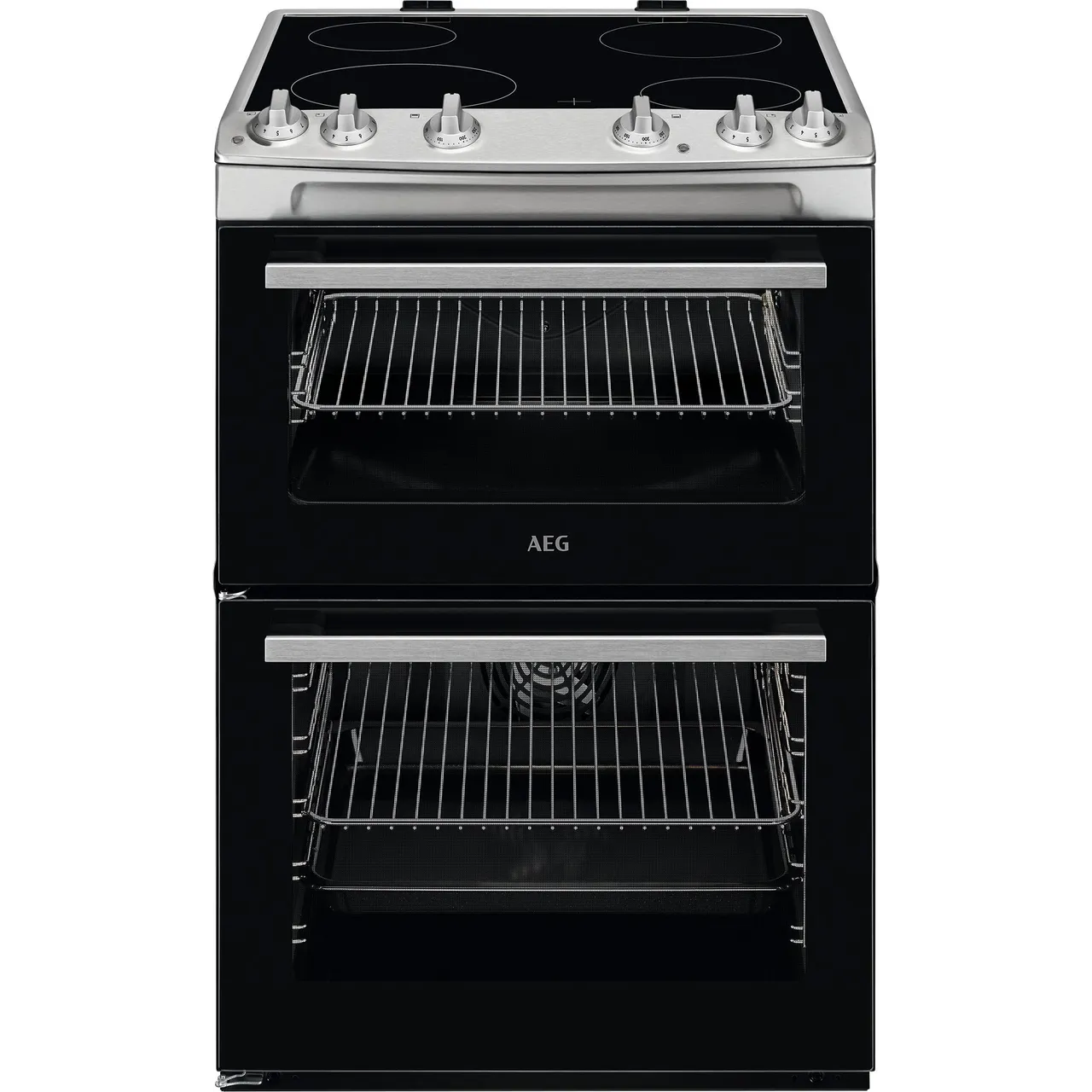 AEG CCX6501ACM 60cm Wide Double Oven Electric Cooker with Ceramic Hob – Stainless Steel – A Rated #406000