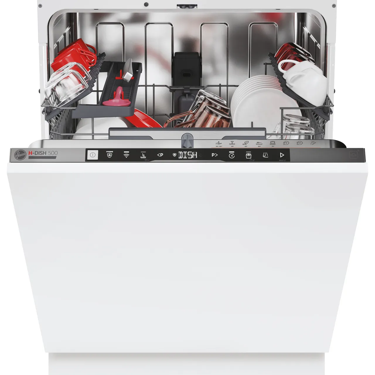 Hoover H-DISH 500 HI5C6F0S-80 Fully Integrated Full Size Dishwasher – Silver Control Panel with Fixed Door Hinge Kit – C Rated #405803