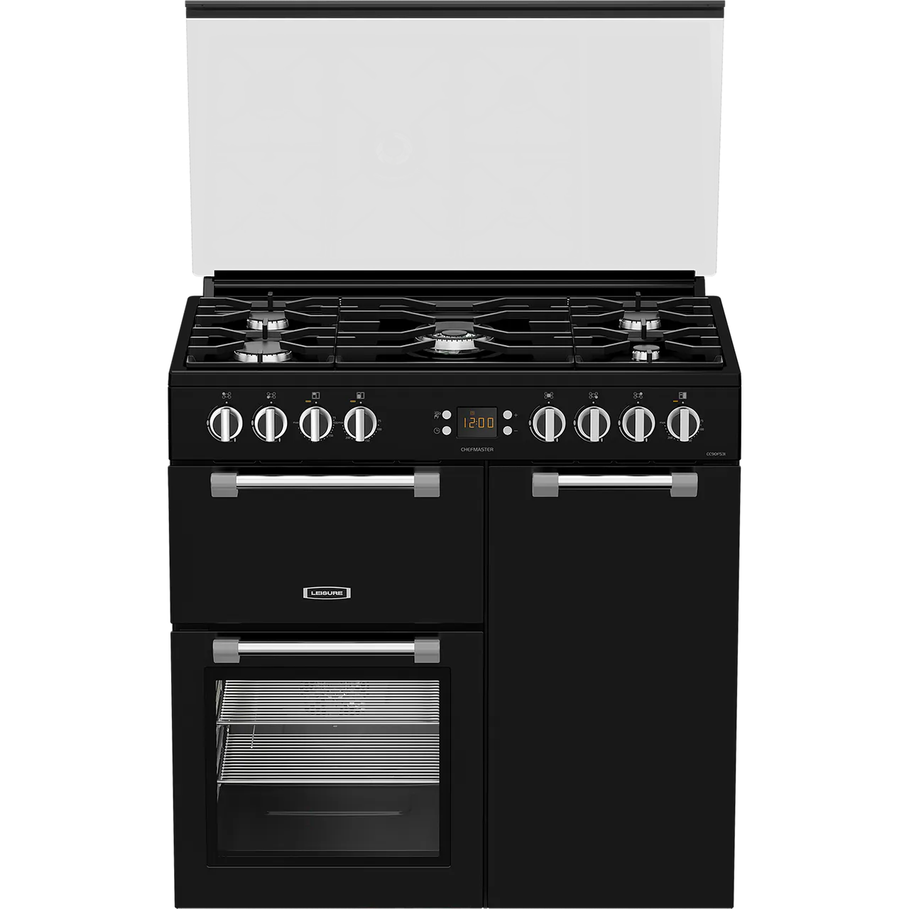 Leisure Chefmaster CC90F531K 90cm wide Dual Fuel Range Cooker with Gas Hob – Black – A/A/A Rated #405986