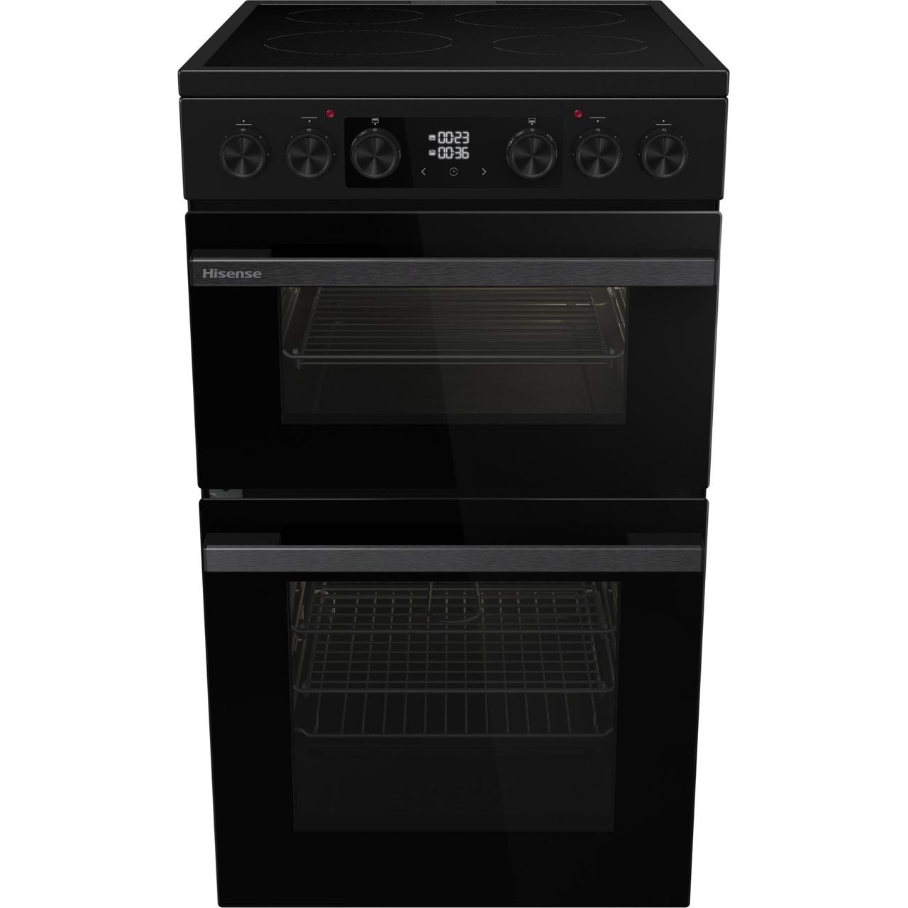 Hisense Hi6 Max HDCEC5C10B 50cm Wide Double Oven Electric Cooker with Ceramic Hob – Black – A/A Rated #404681