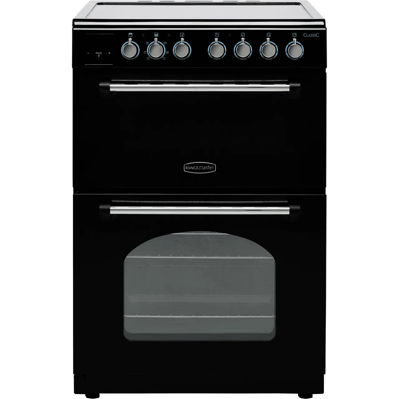 Rangemaster Classic 60 CLA60ECBL/C 60cm Wide Double Oven Electric Cooker with Ceramic Hob – Black / Chrome – A/A Rated #403223