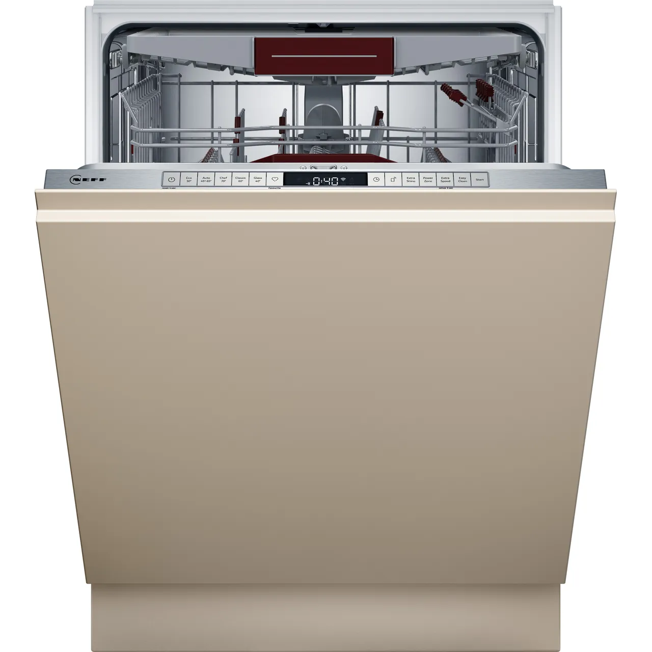 NEFF N70 S187ZCX03G Wifi Connected Fully Integrated Full Size Dishwasher – Stainless Steel Control Panel with Fixed Door Hinge Kit – B Rated #405267