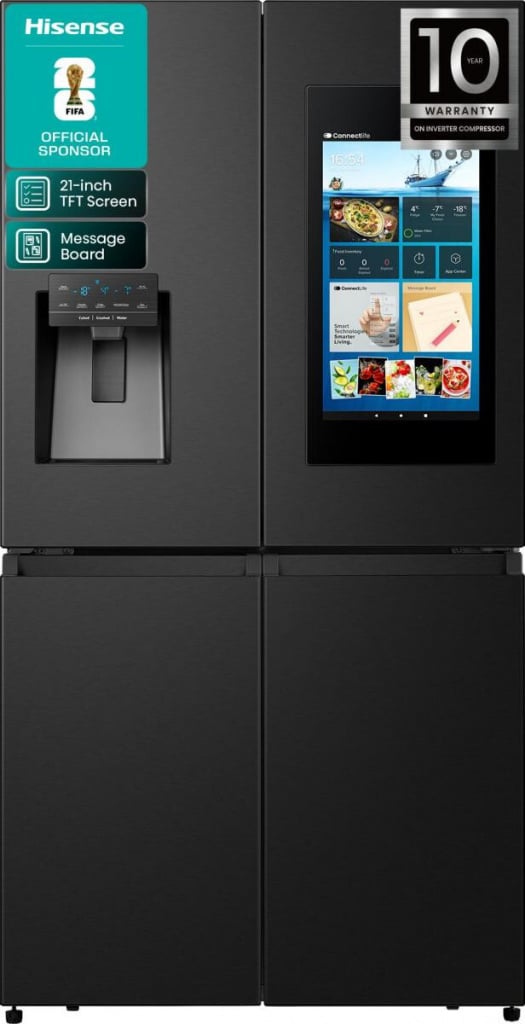 Hisense PureFlat Eclipse RQ760N4IFE Plumbed Total No Frost American Fridge Freezer – Black – E Rated #400034