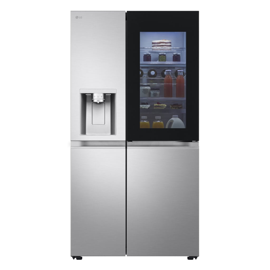 LG InstaView™ ThinQ™ GSXE90BSDD Wifi Connected Plumbed Total No Frost American Fridge Freezer – Brushed Steel – D Rated #405540
