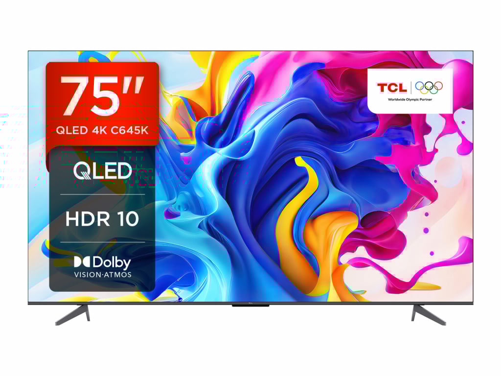 TCL 75C645K 75″ Smart 4K Ultra HD HDR QLED TV with Google Assistant (No Feet & Scratched Frame) #407813