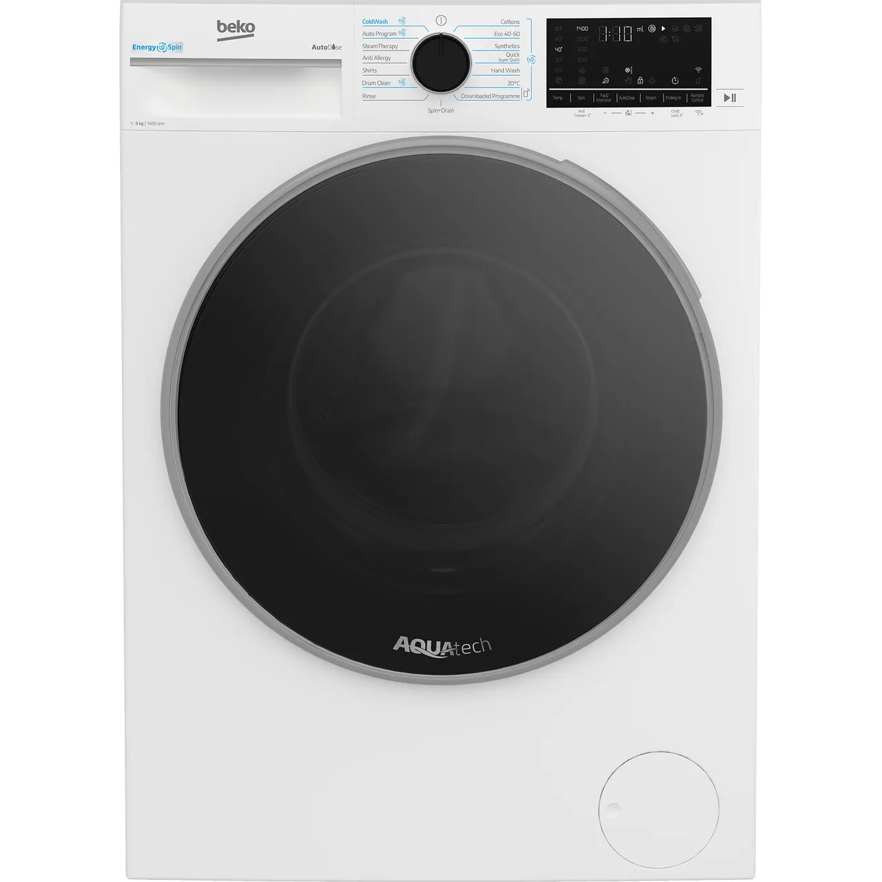 Beko EnergySpin™ B5W5941BDW 9kg WiFi Connected Washing Machine with 1400 rpm – White – A Rated #408086