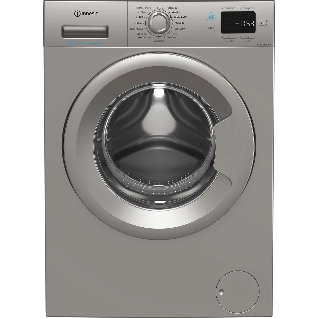Indesit Push&Go IP 846S PUSH&GO UK 8kg Washing Machine with 1400 rpm – Silver – A Rated #406934