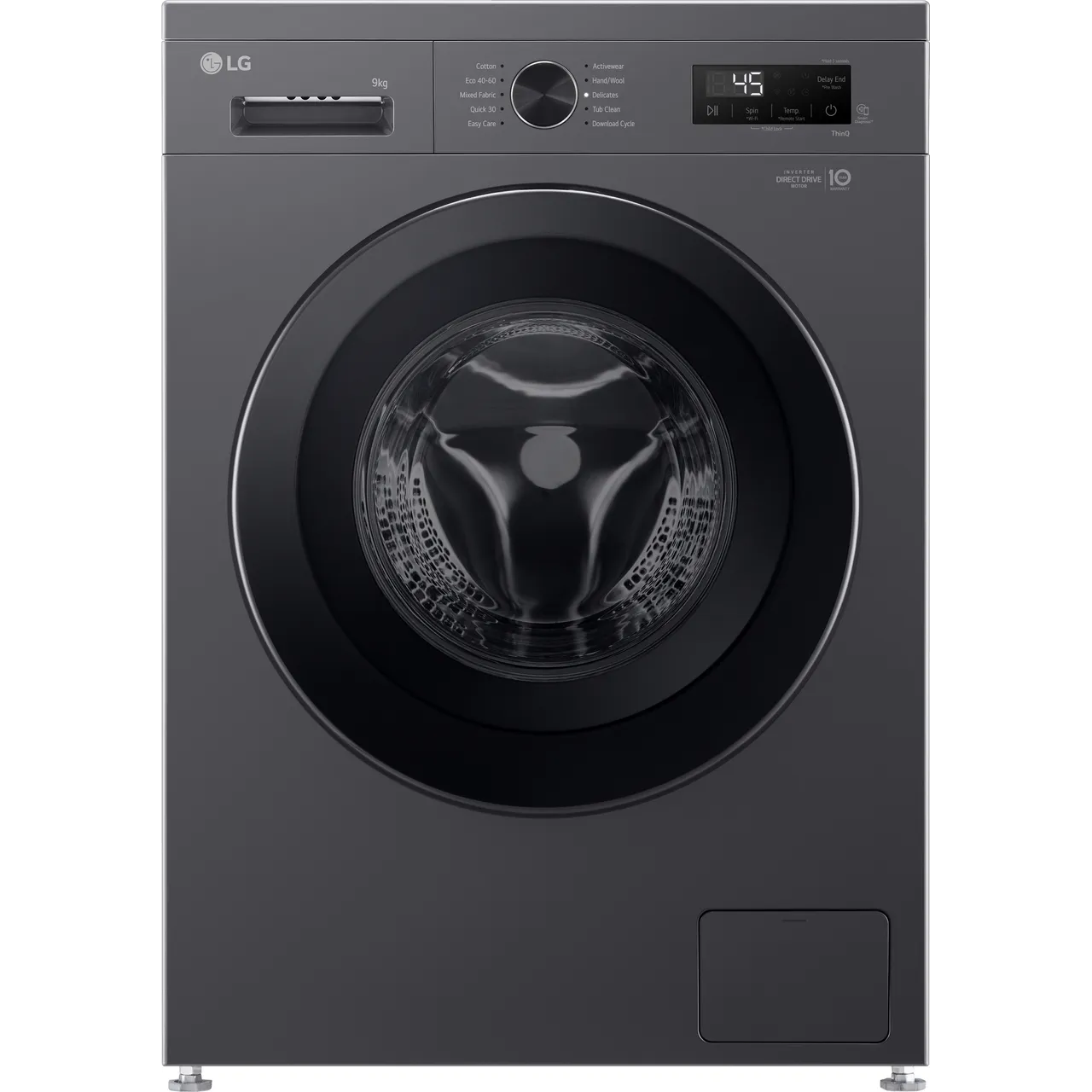 LG X10 Series Direct Drive™ F4X1009NMK 9kg WiFi Connected Washing Machine with 1400 rpm – Slate Grey – A Rated #407787