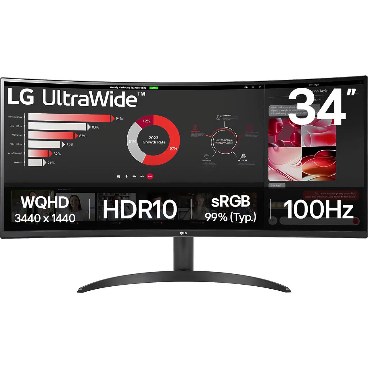 LG UltraWide™ 34″ Wide Quad HD 100Hz Curved Monitor with FreeSync – Black #407238