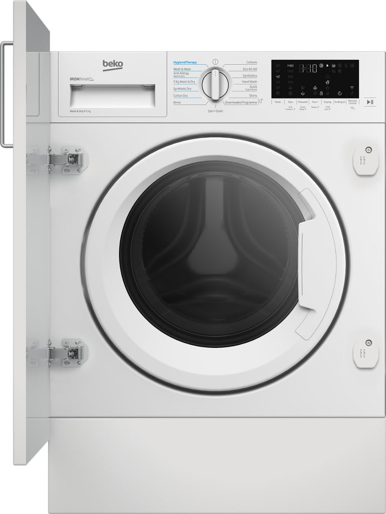 Beko RecycledTub® WDIK854411F Wifi Connected Integrated 8Kg / 5Kg Washer Dryer with 1400 rpm – White – D Rated [Wash&Dry], A Rated [Wash Only] #407103