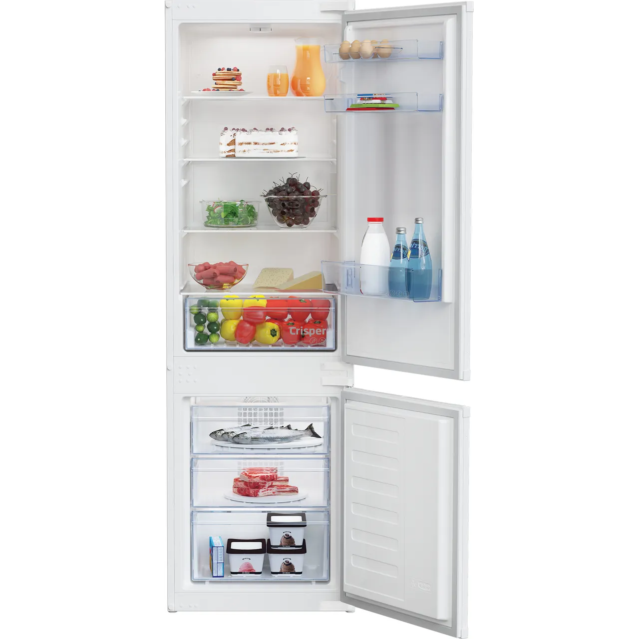 Beko BCFD473 178cm 70/30 Integrated Frost Free Fridge Freezer with Sliding Door Hinge – White – E Rated #406025