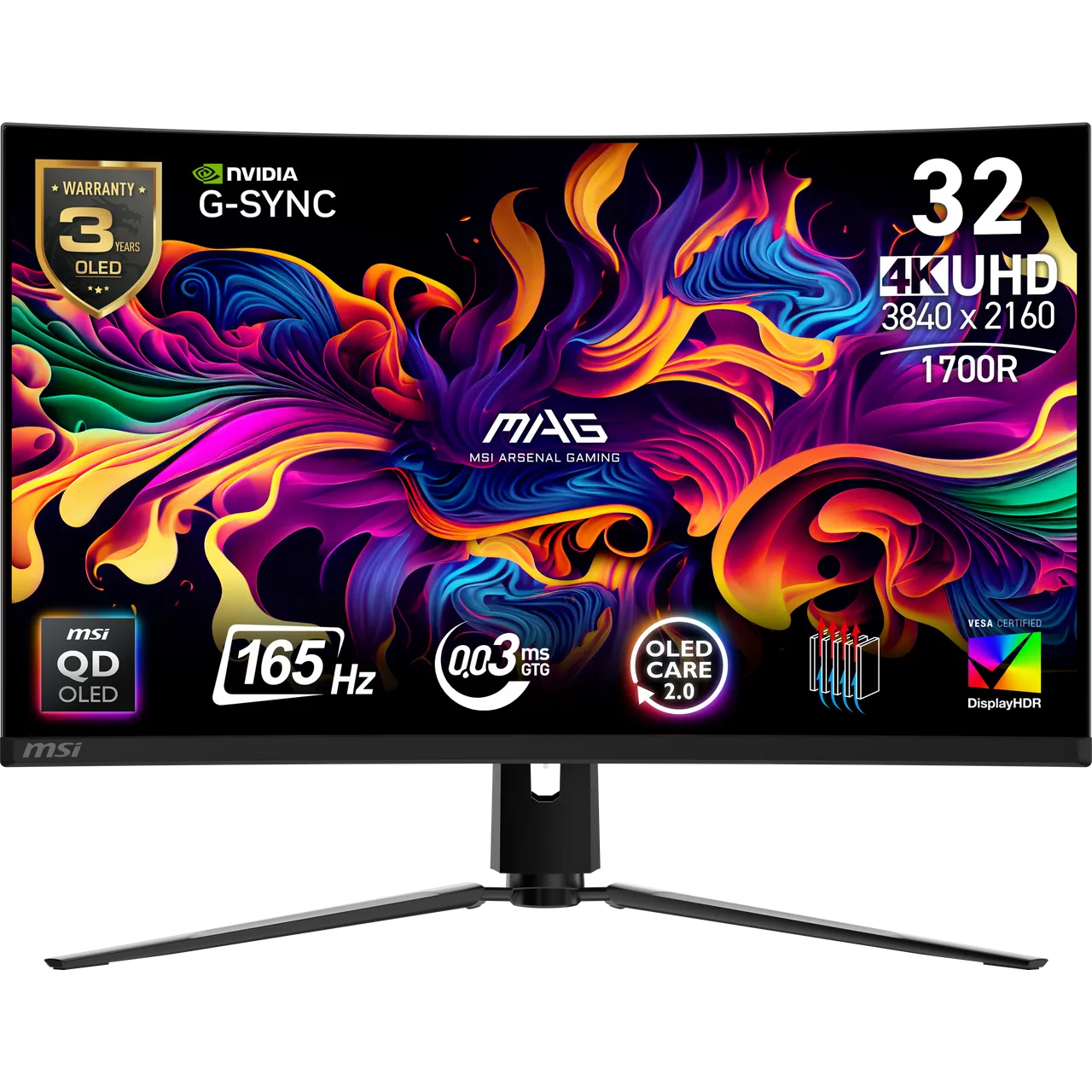 MSI MAG 321CUP QD-OLED 32″ 4K Ultra HD 165Hz OLED Curved Gaming Monitor – Black #406125