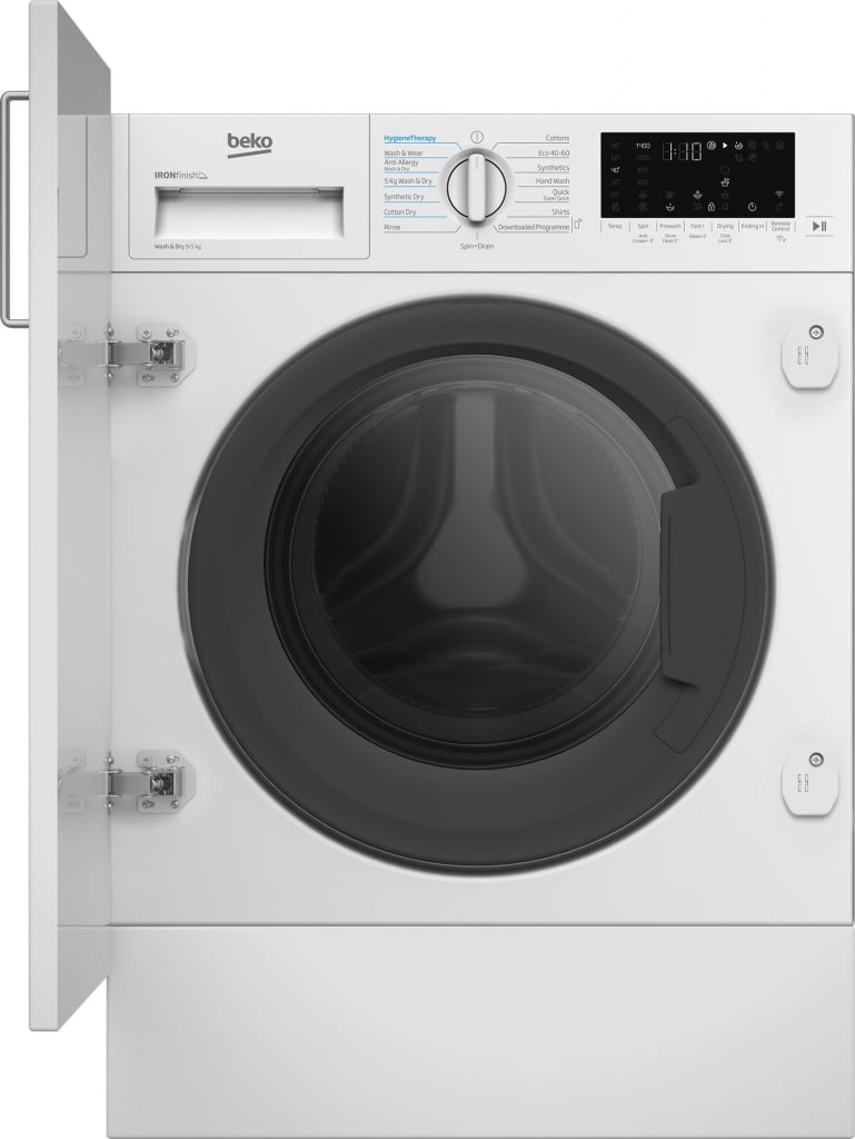 Beko RecycledTub® WDIK954451F Wifi Connected Integrated 9Kg / 5Kg Washer Dryer with 1400 rpm – White – D Rated [Wash&Dry], B Rated [Wash Only] #406510