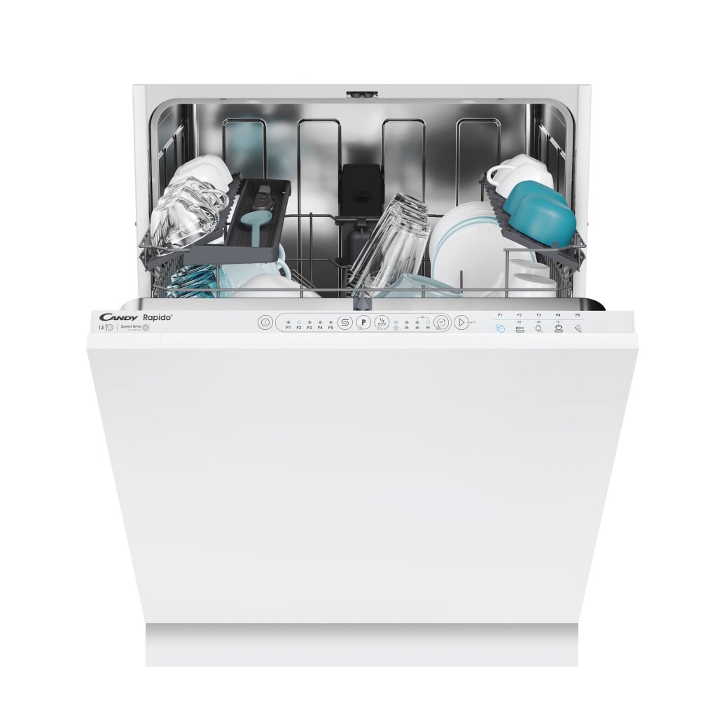Candy RapidÓ CI3E53E0W Fully Integrated Full Size Dishwasher – White Control Panel with Fixed Door Hinge Kit – E Rated #407593