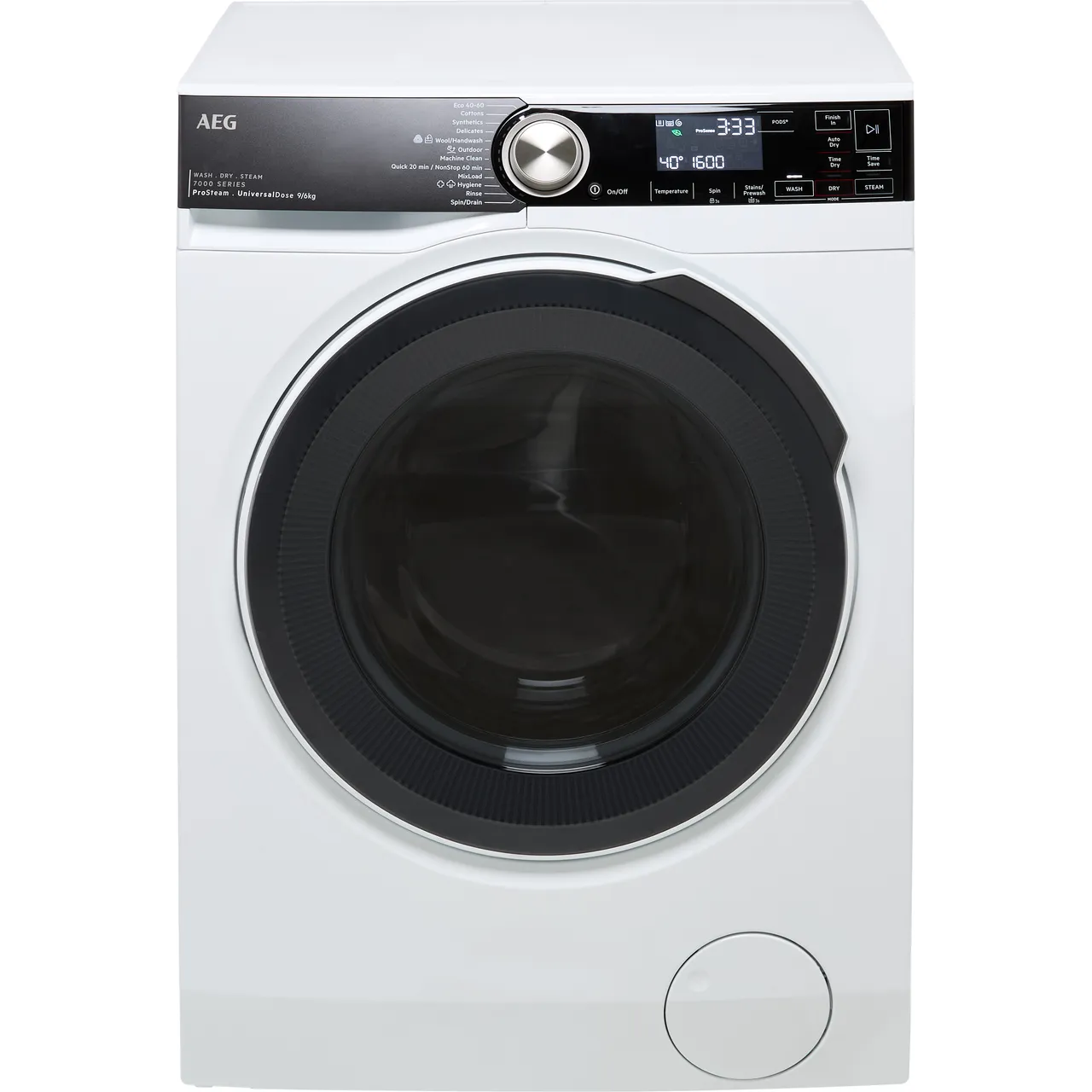 AEG ProSteam® Technology LWR7596O5U 9Kg / 6Kg Washer Dryer with 1400 rpm – White – D Rated [Wash&Dry], A Rated [Wash Only] #398832