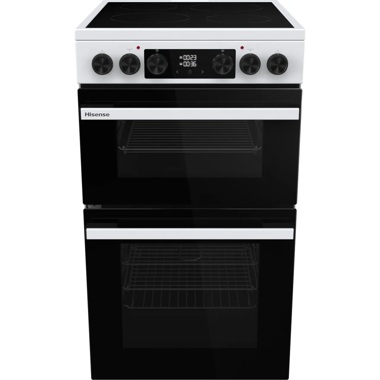 Hisense Hi6 Max HDCEC5C10W 50cm Wide Double Oven Electric Cooker with Ceramic Hob – White – A/A Rated #406206