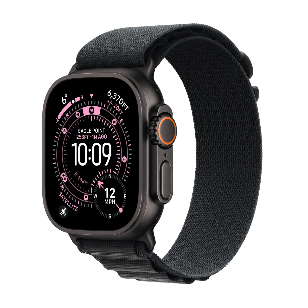 Apple Watch Ultra 3, 49mm, Black Titanium Case, GPS + Cellular [2025] – Black Alpine Loop – Medium #407354