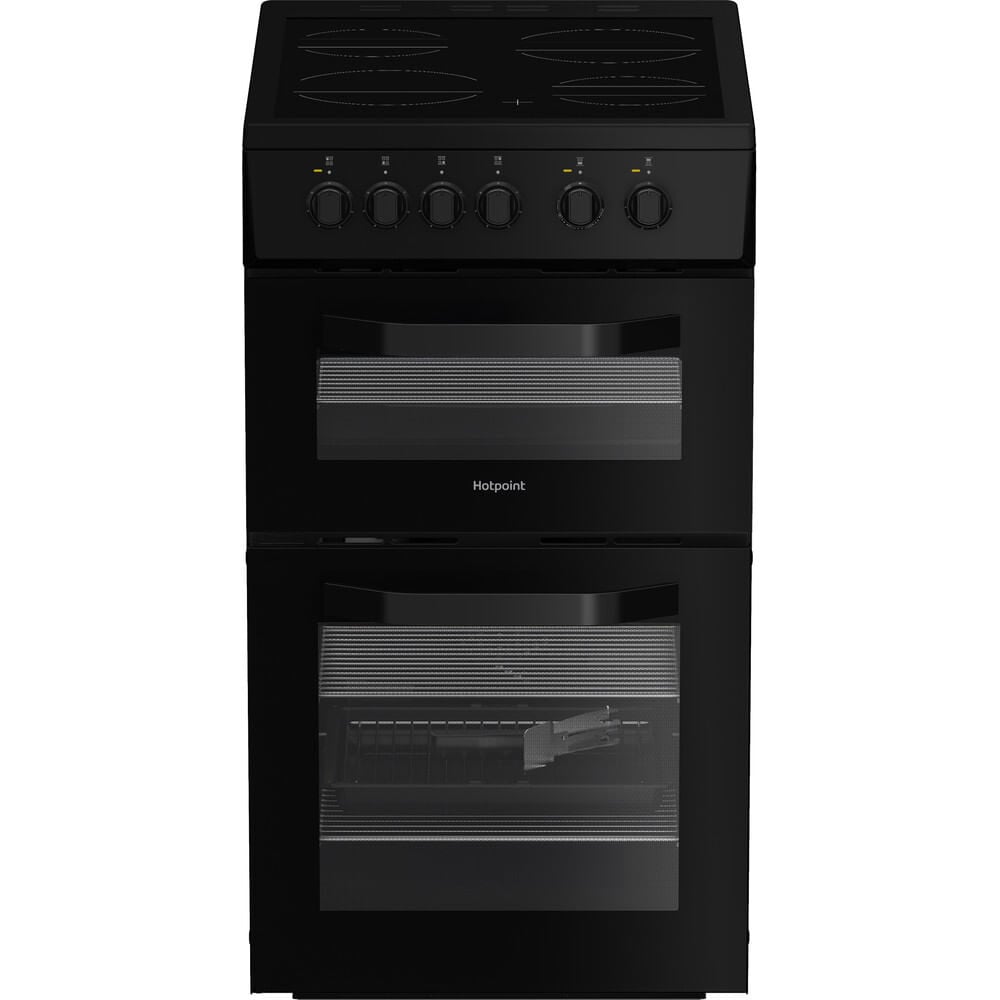 Hotpoint HTE5VCB 50cm Wide Single Oven Electric Cooker with Ceramic Hob – Black – A Rated #408054