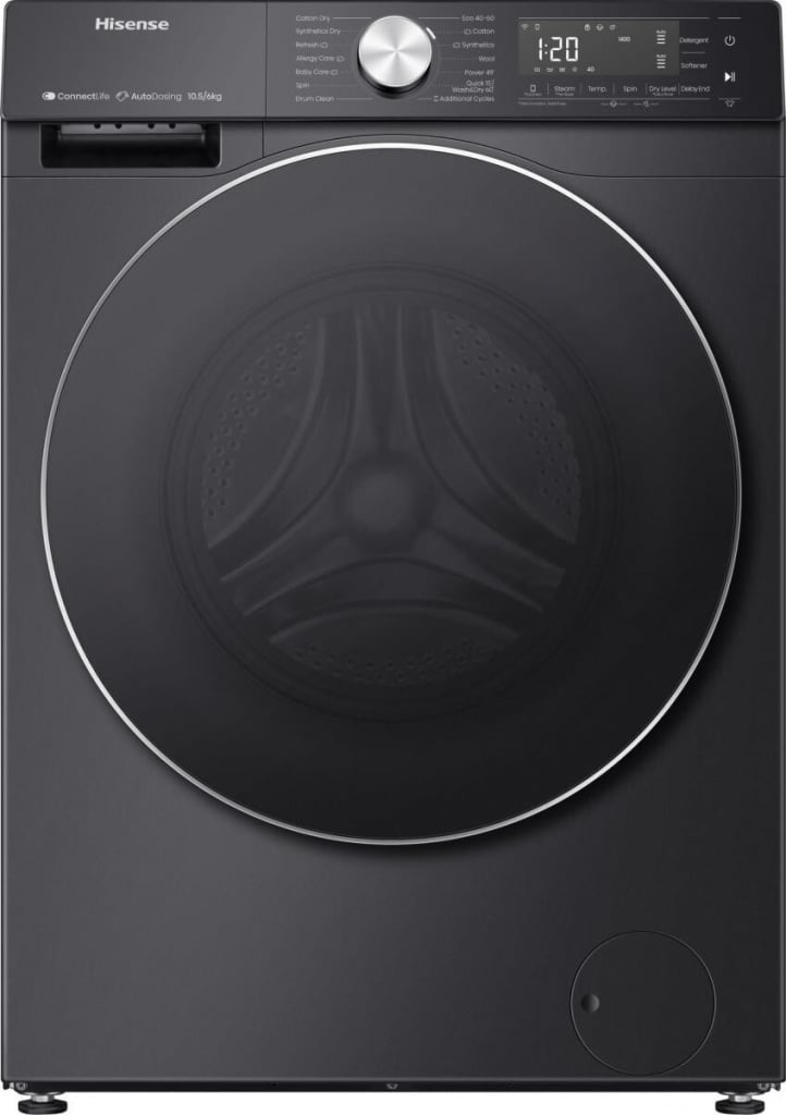 Hisense 5S Series WD5S1045BB Wifi Connected 10.5Kg / 6Kg Washer Dryer with 1400 rpm – Black, A Rated [Wash Only] #407696