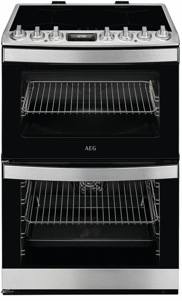 AEG 6000 SteamBake CIB6743ACM 60cm Wide Double Oven Electric Cooker – Stainless Steel – A Rated #407788