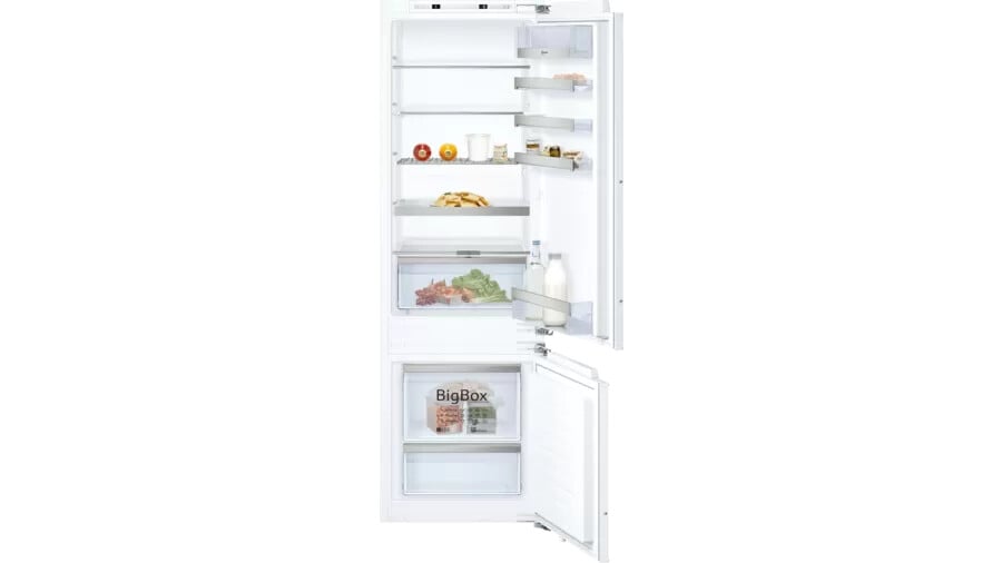 NEFF N70 KI6873FE0G 177cm 70/30 Integrated Fridge Freezer with Fixed Door Hinge – White – E Rated #404873