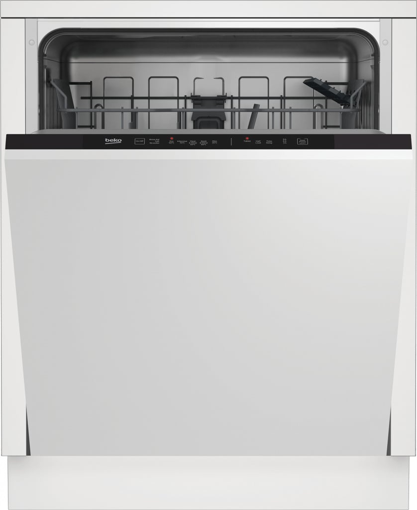 Beko DIN15X20 Fully Integrated Full Size Dishwasher – Black Control Panel with Fixed Door Hinge Kit – E Rated #407588