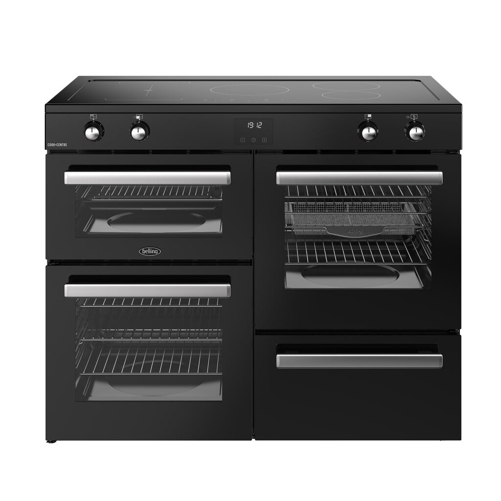 Belling Cookcentre 110Ei 110cm wide Electric Range Cooker with Induction Hob – Black – A/A Rated #407242