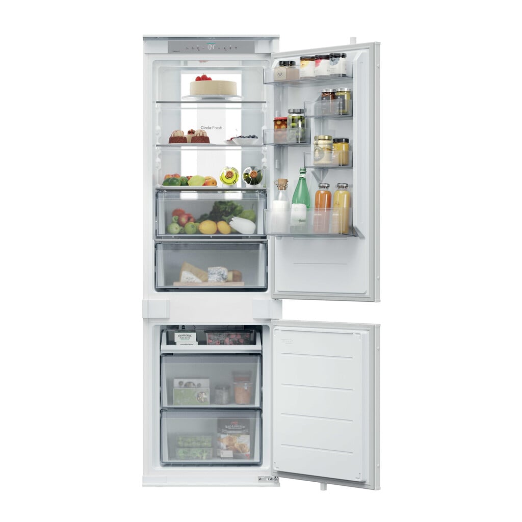 Hoover H-FRIDGE 600 HONBQT5518DK-UK 177cm 70/30 Integrated No Frost Fridge Freezer with Sliding Door Hinge – White – D Rated #406599