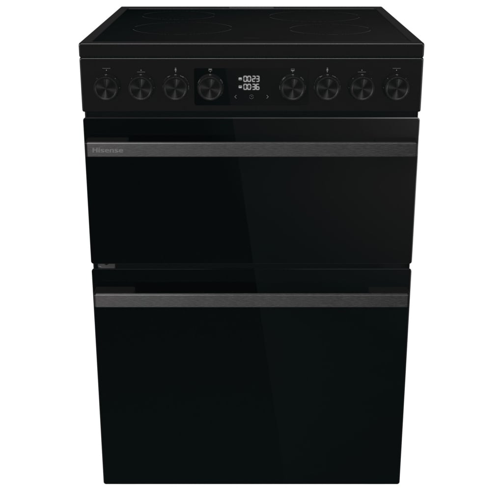 Hisense Hi6 Max HDCEC6C20B 60cm Wide Double Oven Electric Cooker with Ceramic Hob – Jet Black – A Rated #408380