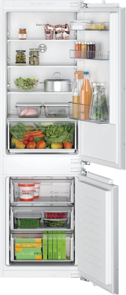 Bosch Series 2 KIN86NFE0G 177cm 60/40 Integrated Frost Free Fridge Freezer with Fixed Door Hinge – White – E Rated #408728